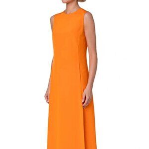 Akris 100% Silk Sleeveless Crepe A-Line Long Side seam pockets Grown ( 4)